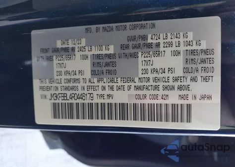 2024 Mazda Cx-5 2.5 S Select from USA, damaged, VIN JM3KFBBL4R0446179